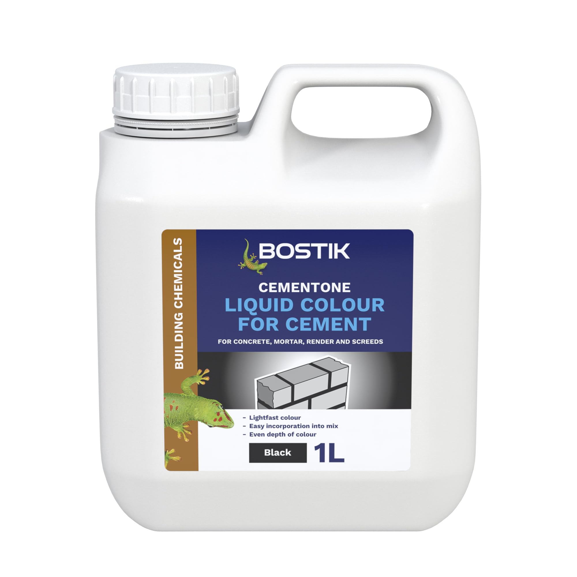 Bostik Liquid Colour for Cement Black - 1L - Professional Cement Pigment for Concrete, Mortar, Render & Screed - Lightfast - Even Colour Dispersion