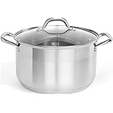 Alpha Living SP-08G Stainless Steel Pot with Capsule Bottom – Induction Compatible 8Qt Pot with Lid – Tri-Ply Ultra-Thick Bottom – Ideal for Spaghetti, Cooking, Canning, Boiling
