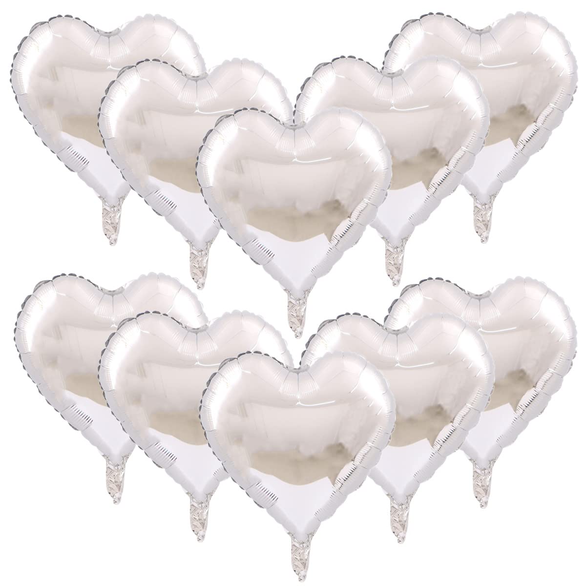 Zhiheng 10pcs Heart Balloos for Party Decoration,18inch Heart Shaped Foil Balloons for Birthday,Christmas,Graduation,Wedding Party Accessories (Silver) โ image 1