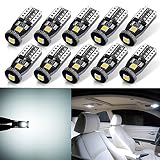 AUTOGINE 10pcs Super Bright Error Free 194 168 175 2825 W5W T10 912 LED Bulbs Xenon White 3030 Chipset for Car Interior Dome Map Door Courtesy Trunk License Plate Lights