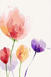 HCFFCH Colorear por números Plantas Flores Acuarela Tulipán DIY Pintura
