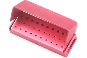 ODONTOMED2011 Dental BUR Holder Block, New FG Drills Aluminium Autoclave Disinfection BURS Holder Block CASE Organizer, 30 Holes Pink Color DN-2087