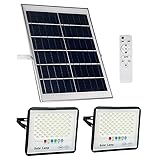 2 Pack 100W LED Solar Flood Lights Outdoor with