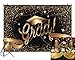 Funnytree 7X5FT Durable Fabric Class Graduation Prom Photography Backdrop Black and Gold Bachelor Cap Ribbon Grad Celebration Party Banner Background for Picture Photo Photobooth Decoration