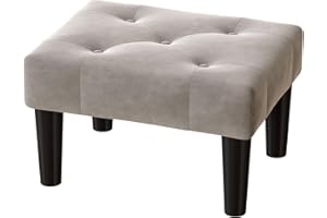 viewcare Small Footstool Ottoman, Velvet Soft Foot Stool Ottoman with Wood Legs, Sofa Footrest Extra Seating for Living Room Entryway Office