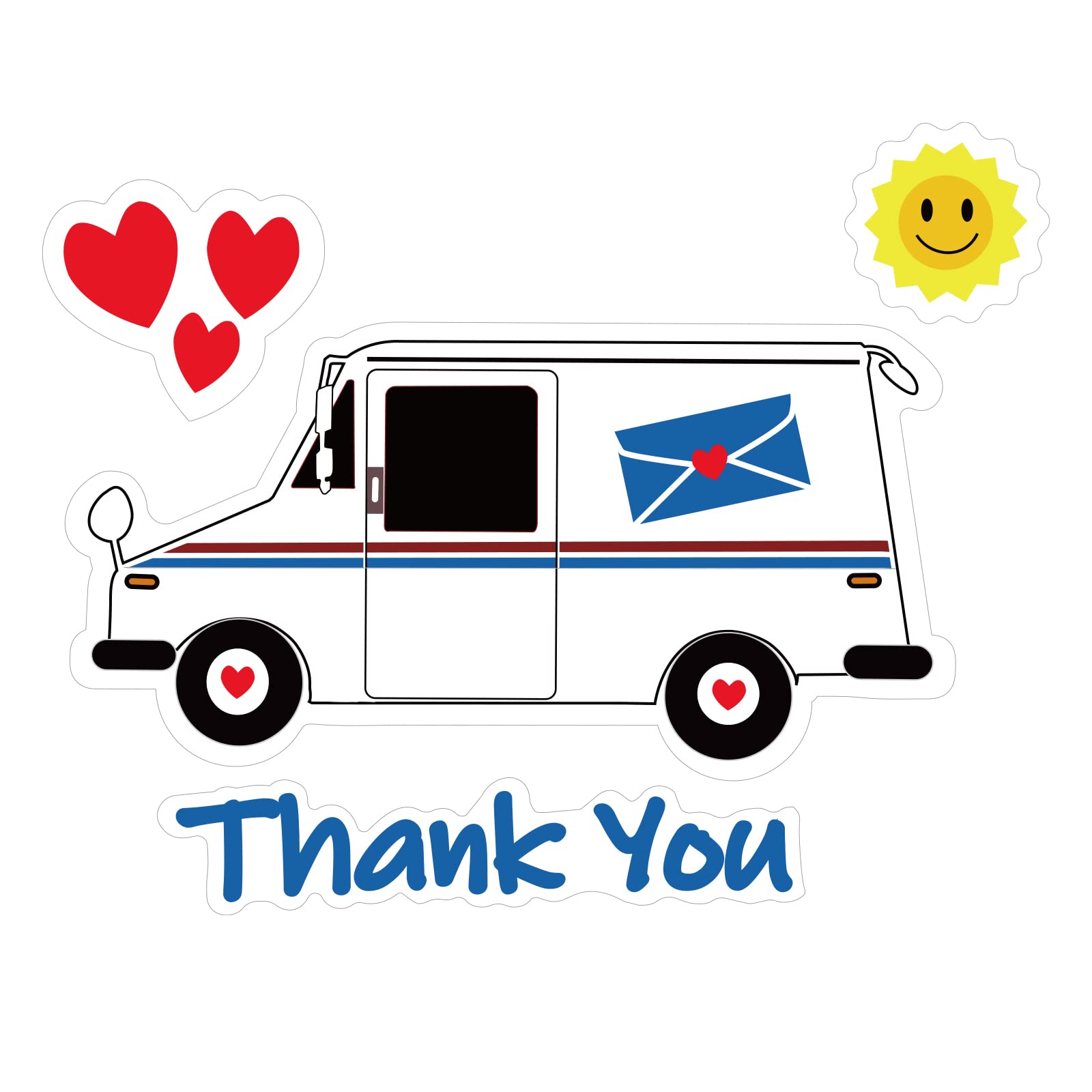 Photo 1 of (2x) Thank You Mailbox Sticker Decal, Outdoor Sticker for Mailbox Mail, Truck, Long Lasting Quality Postal Decal with Love and Support for Mail Carrier, Die Cut Outdoor or Indoor