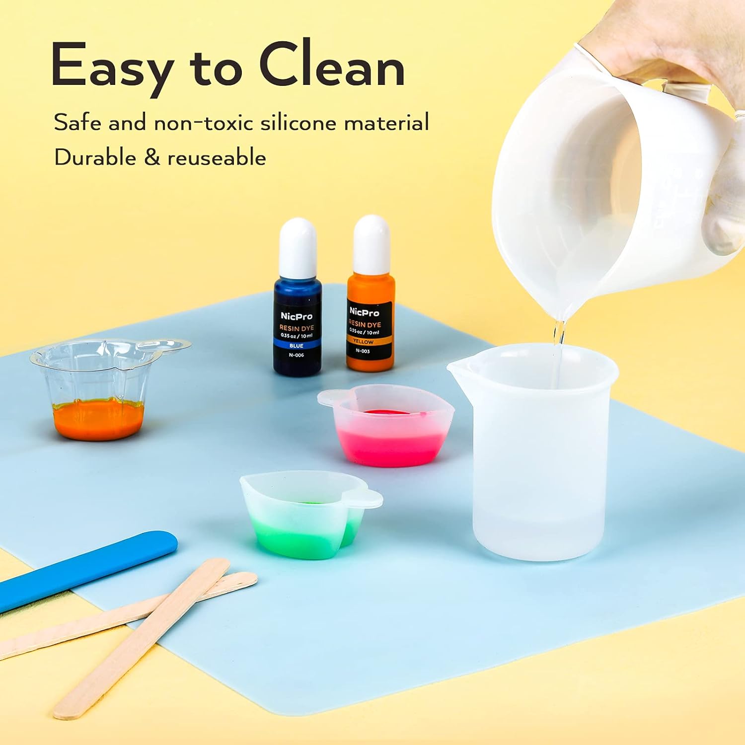 Epoxy Silicone Supplies Tool Set, Resin Measuring Cups with Resin Drill, Pocket Scale, Mixing Stick, Craft Mat, Sandpapers, Gloves for Resin Casting Art DIY, Jewelry Making