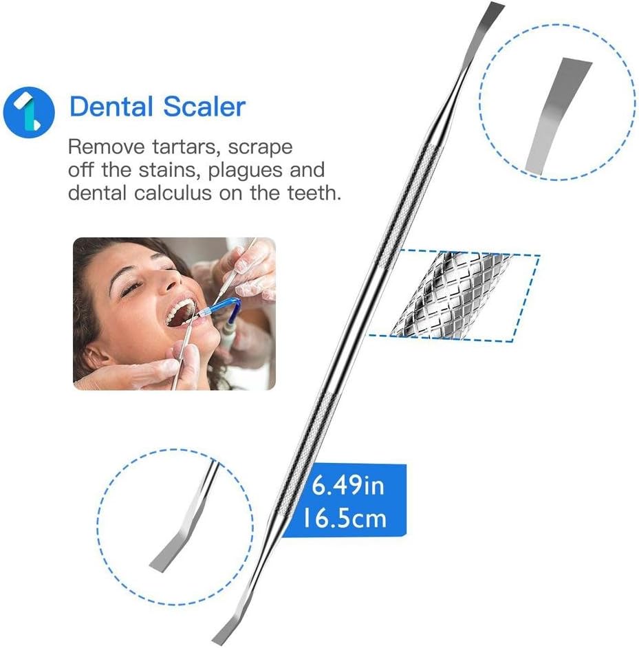 STTEFGB Dental Clean Tool Set - 304 Stainless Steel Packing Box Tartar Scraper,Tooth Pick,Dental Scaler,Mouth Mirror for Dentist and Home Using 5 Pieces/sets: Health & Personal Care