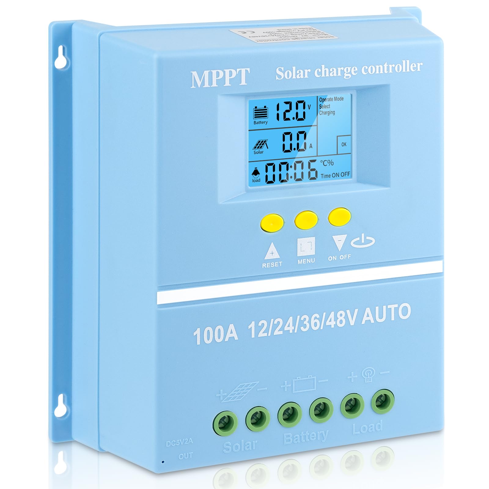 Photo 1 of 100A MPPT Solar Charge Controller Solar Panel Intelligent Regulator 12V 24V 36V 48V Dual USB Ports Max 100V Input for Lead-Acid/Lithium, Blue