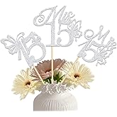 KEWUFD Mis 15 Centerpiece Sticks Happy 15th Birthday Party Decor Hello 15 Table Topper for Cheer To 15 Years Old Birthday Party Decoration Supplies 12PCS Holographic Glitter