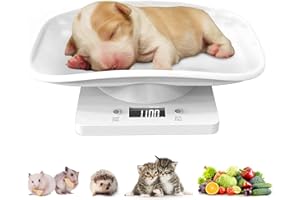 Goldmeet Pet Scale for Small Animals & Kitchen, Max 33lb Capacity with Tape Measure - Ideal for Newborn Kittens/Puppies Under