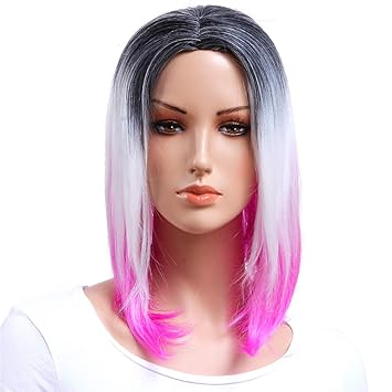 Wavy Without Bang Black White And Light Purple Gotta Medium