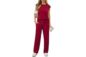 OLRIK Womens 2 Piece Sets Summer Outfits Sleeveless Wide Leg Tracksuits Casual Soft Lounge Sets With Pockets