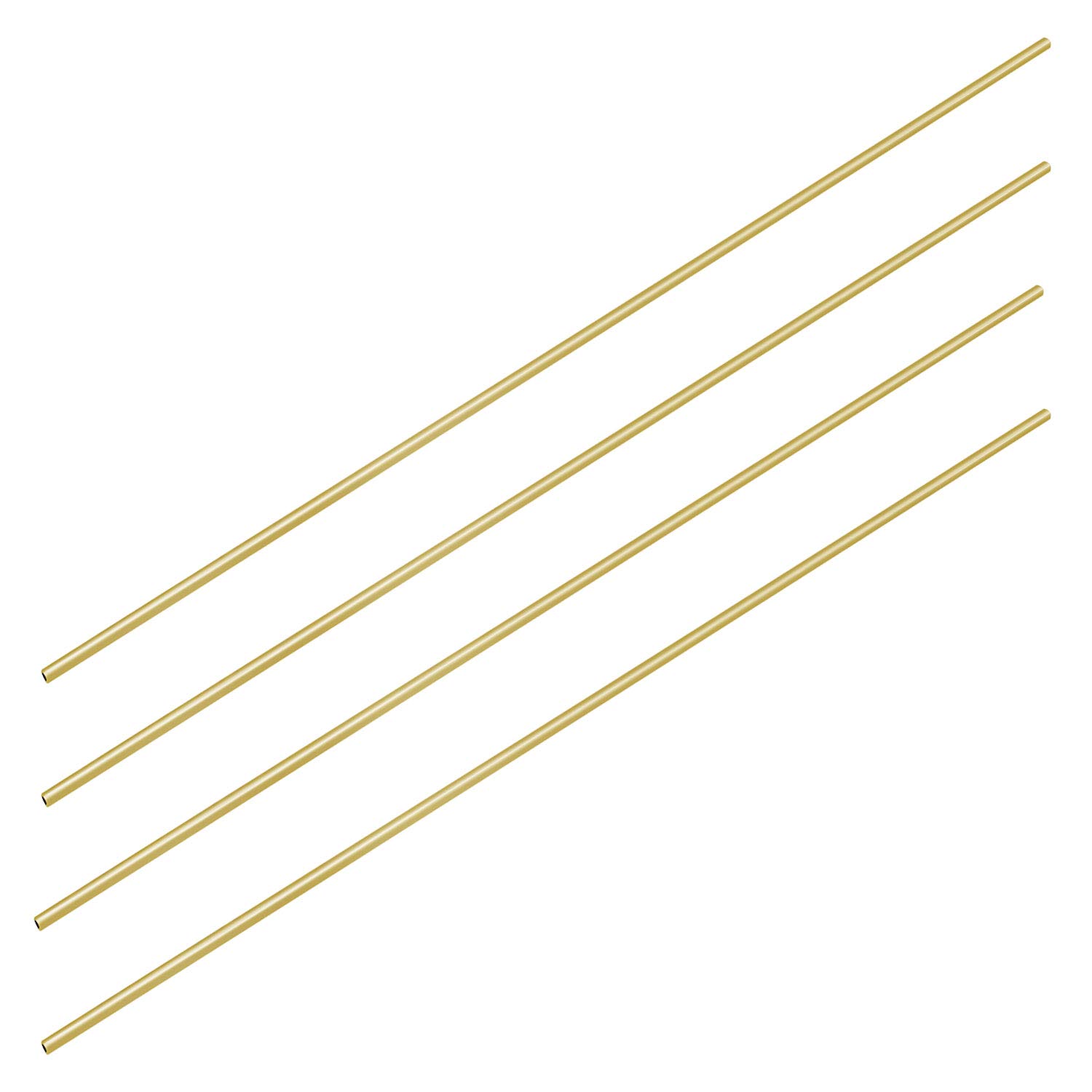 Aopin Brass Round Tube Copper Pipe ID 1mm / 1/25" x OD 2mm / 2/25" Hollow Copper Tubing - 300mm / 1 Ft / 12 in Length for Refrigerator Capillary Tubing, Cooling Systems, Wind Chimes 4 Pcs