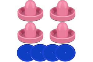 ONE250 Air Hockey Pushers and Red Air Hockey Pucks, Goal Handles Paddles Replacement Accessories for Game Tables (4 Striker, 4 Puck Pack)