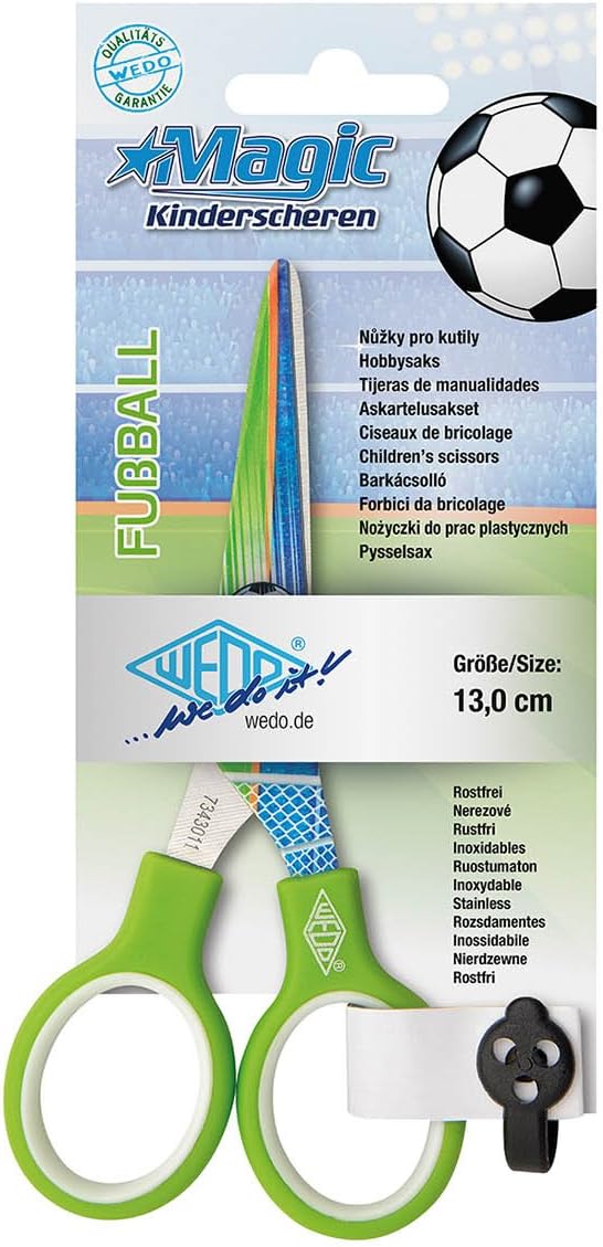 Wedo 7343011 13 cm “Magic” Children's Scissors with Football Theme Graphics, Green - Image 3