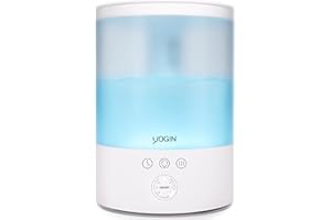 YOGIN Humidifiers for Bedroom Large room,Top fill 2.5L Ultrasonic cool mist Humidifiers for Baby Nursery and Plants,Up to 24 Hours, 24db Quiet,Night Light, Auto Shut Off, Easy Clean Humidifier