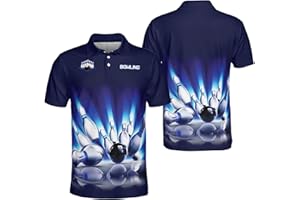 BOZENTIM Bowling Polo Shirts 3D for Men & Women, Bowling Jersey Shirt, Team Bowling Shirts Short Sleeve Polo Gift