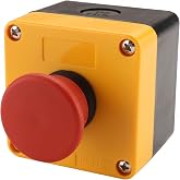 BAOMAIN Red Mushroom Momentary Push Switch 1NO 1NC with Weatherproof Box | IP65 Weatherproof Industrial Switch Station AC 660V 10A,for Signal Triggering And Machine Reset