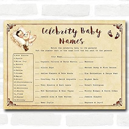 Amazon Com Vintage Baby Shower Games Celebrity Baby Name Cards