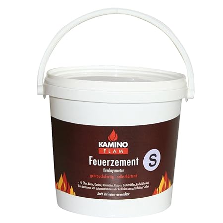KaminoFlam Feuerzement 3 kg - Ofen Schamottmörtel hitzebeständig - Schamottemörtel feuerfest - Ofenzement für Herd, Kamin, Ka