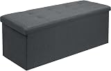 Dripex Folding Linen Storage Ottoman Gray 110x38x38 Foldable Chest 120L view 9