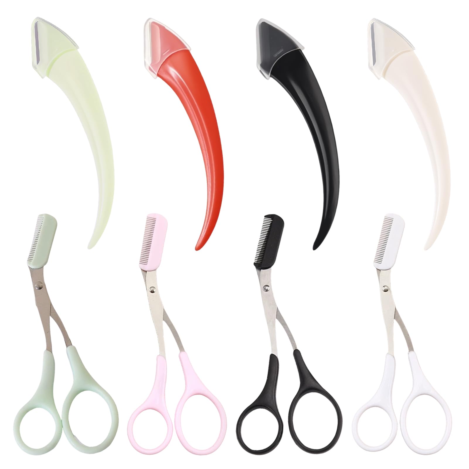 HhBdy Eyebrow Scissors 8Pcs Eyebrow Trimmer Set Eye Brow Shaper Eyebrow Scissors with Combeyebrow Cut Scissor Eyelash Hair Remover Eyebrow Grooming Set Eyebrow Scissor with Comb for Men Women
