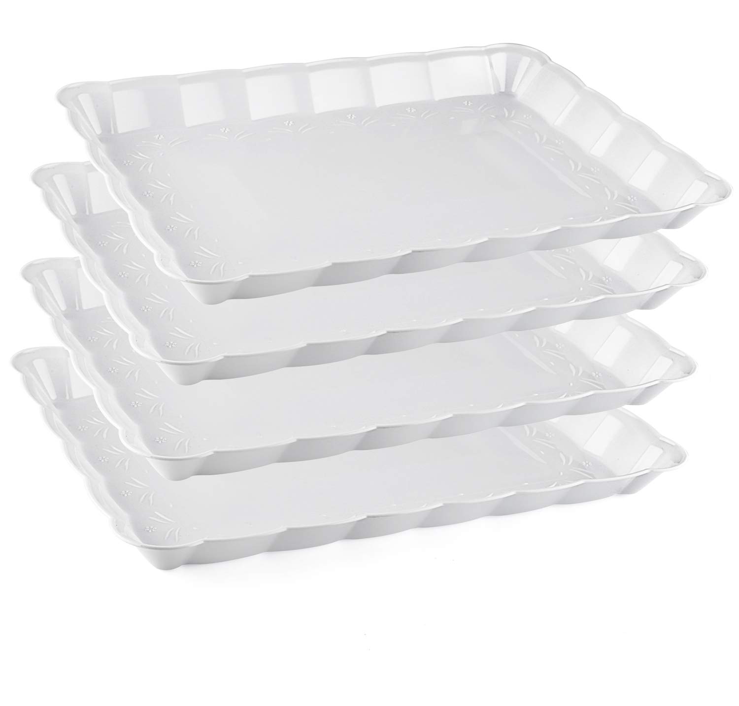 pack of 4 disposable serving Party Platters 9 X 13 silver collection Rectangular Crystal clear
