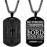 Easter Basket Stuffers - Soccer Bible Verse Cross Necklace for Men Stainless Steel Cross Pendant Religious Gift Soccer Sports Jewelry Birthday Christmas Gifts for him Kids Boys Men Teens dad