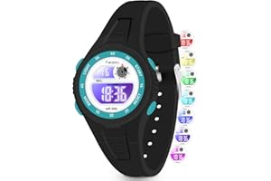 Facasu Kids Digital Watch for Boys Girls,Colorful Light 50M Waterproof Outdoor Sports Watch for Toddler Children with Stopwatch Alarm 12/24 H Functions - Kids Gifts for Boys Girls Ages 4-15