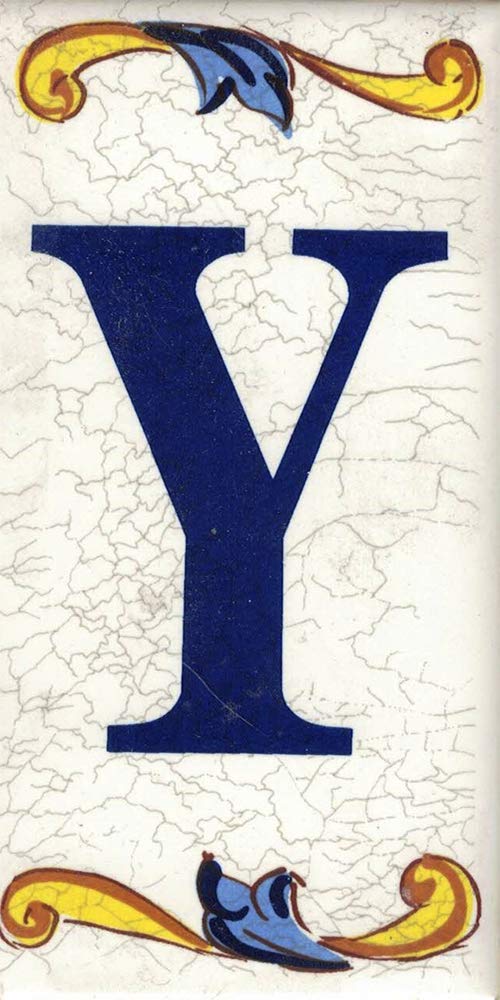 TORO DEL ORO House Numbers, Tile Numbers and Letters, Ceramic Decal, Crackle Style, Names and Addresses, Craquelé Design, 5.4 x 10.6 cm