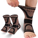 LISEPWU Copper Ankle Brace, Copper Infused Ankle Support Compression Sleeve for Men & Women, for Foot Pain Relief, Sprained Recovery, Achilles Tendonitis, Daytime or Night Use(L)