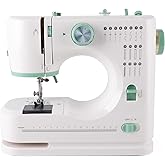 Twin Needle Sewing Machine, 16 Stitches Double Thread for Beginners | Lightweight household machine with foot pedal, built-in light, storage drawer and accessory kit. Ideal for DIY and home use