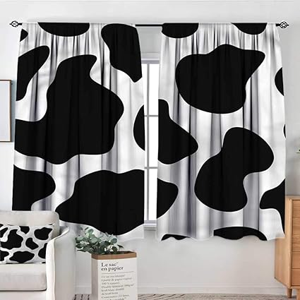 Amazon Com Renteriadecor Cow Print Room Darkening Curtains White