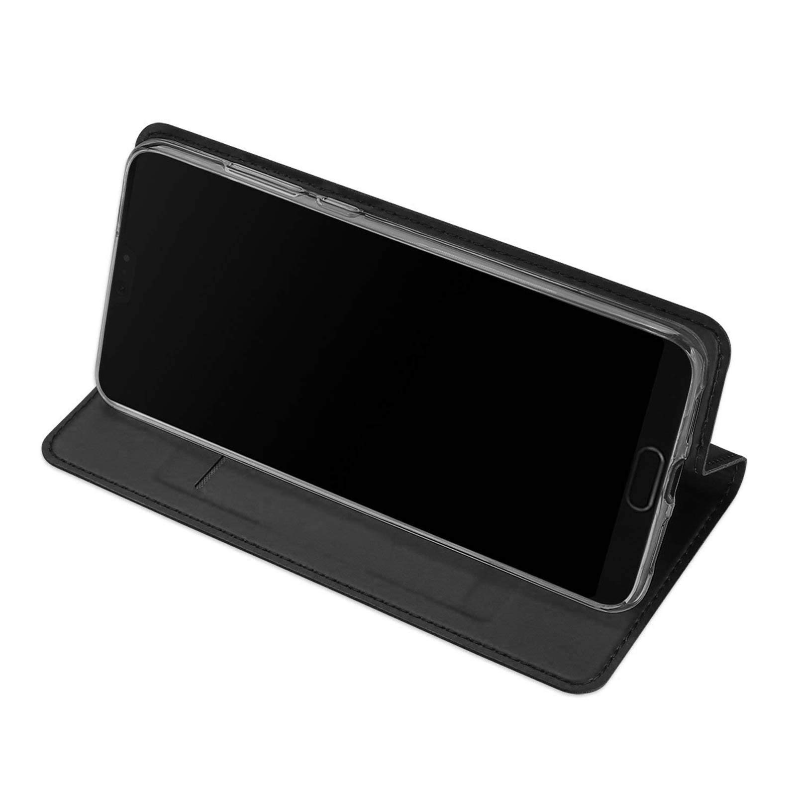 LINCIVIUS  Etui Huawei P20, Housse Huawei P20 Coque Noir Flip Cover Rabat Aimanté Avant Arriere Integrale Antichoc [30 Jours Satisfait Ou Remboursé]