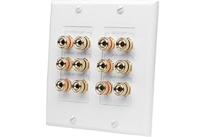 OSD Audio WP12 12 Terminal 5.1 Speaker Decora Binding Post Wall Plate (White)