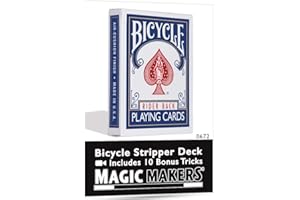 Magic Makers Bicycle Stripper Deck With 10 Bonus Tricks (Blue) - Tapered Magic Trick Deck