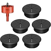 Swpeet 6Pcs 2 Inch (50mm) Rubber Desk Grommet with Hole Saw, Flexible Cable Grommet, Desk Cable Hole Covers, Wire Hole Cover,