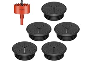 Swpeet 6Pcs 2 Inch (50mm) Rubber Desk Grommet with Hole Saw, Flexible Cable Grommet, Desk Cable Hole Covers, Wire Hole Cover,