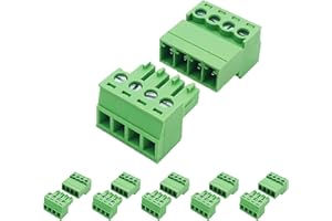 DQLIOWUO 5set 4Pin 3.81mm Pitch Screw Terminal Block Connector for 28-16AWG, Pluggable Quick No Soldering Phoenix Type Connector