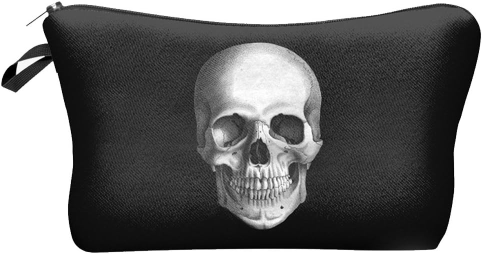 Bolsa de maquillaje portátil con impresión de calavera 3D