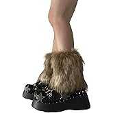 GORBUS Fuzzy Faux Furs Leg Warmers Furs Long Cuffs Has Elastic Pair Carnivals Boot Uniform