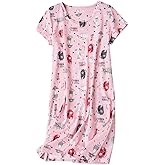 SISKIN Nightgowns for Women Cotton Sleep Shirts Womens Nightgown Short Sleeves Print Night Shirts Soft Sleepwear