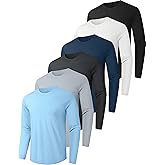 6 Pack Men's Quick Dry Long Sleeve Shirts UPF 50+ UV Sun Protection SPF Shirt Moisture Wicking T-Shirt for Casual Workout