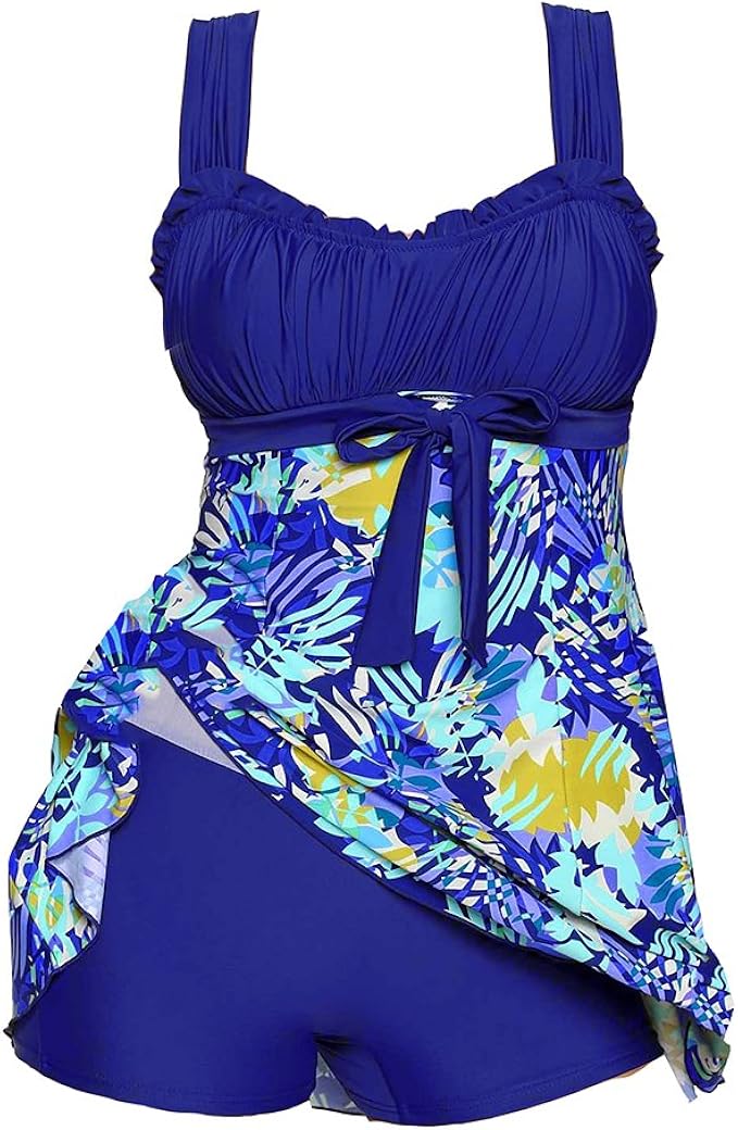 Damen Badeanzug Grosse Grossen Drucken Two Piece Bikini Set Mit Shorts S 5xl Amazon De Bekleidung