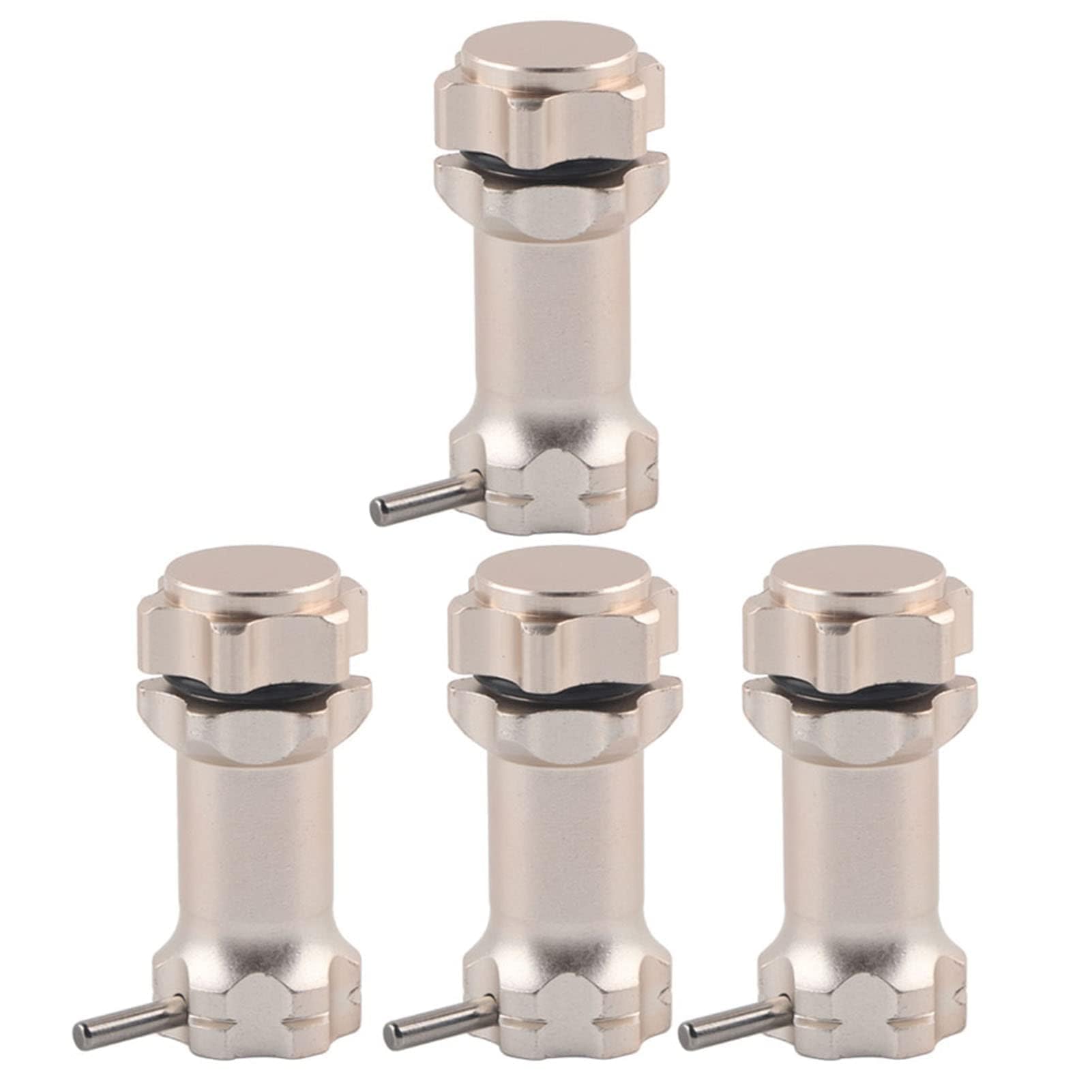 Agatige 4Pcs Extension Adapters with 4Pcs Pins (2.5x13.8mm) and 4Pcs Seal Rings, 17mm Hex Hub, 4Pcs Aluminium Wheels Hubs Extension Conversion Adapter for 1/8 Ratio RC Model Car Truck (Silver)