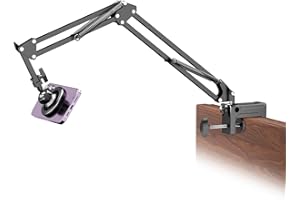 LENTOK Gooseneck Bed Phone Holder for Magsafe iPhone Stand, Desk Magnetic Phone Arm Mount with Clamp, Adjustable Bedside Laying Down Tablet Mount Compatible with Kindle iPhone 15 14 13 12