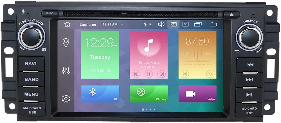 8 Core Android 10 Car Stereo GPS DVD Player Compatible Dodge Ram Challenger Jeep Wrangler JK Head Unit Single Din 6.2” 4G RAM+64G ROM in Dash Radio Receiver with Navigation Bluetooth/4G/Wifi/USB/SD