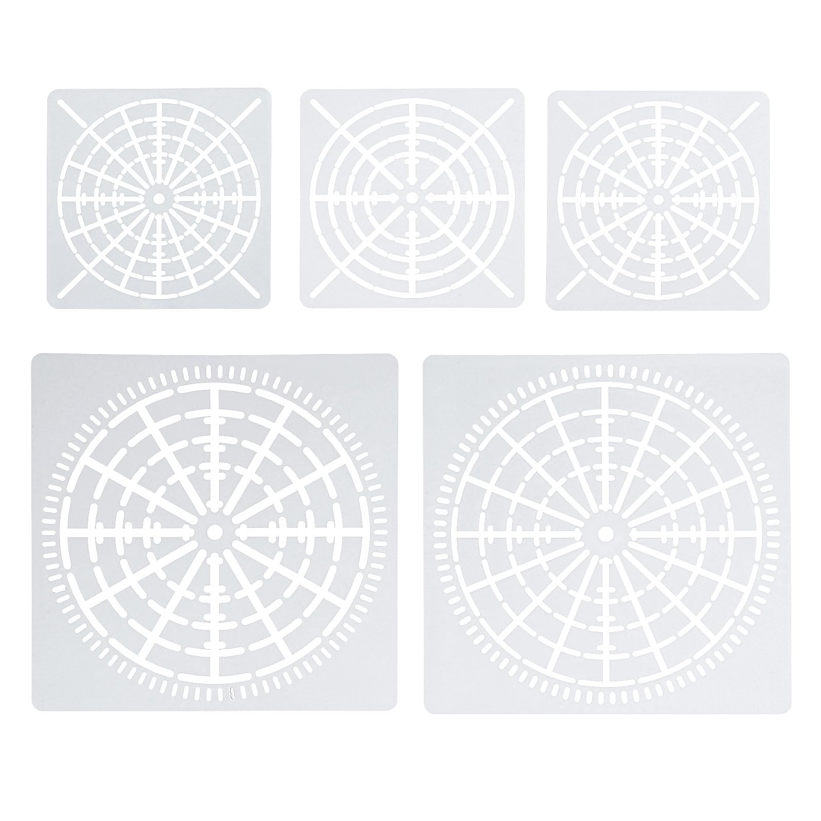 PATIKIL 8 12 16 Segment Mandala Stencil, 5 Pack Mandala Stencils Reusable Mandala Template Painting Tool for Drawing on Wood Fabric Glass Wall, White