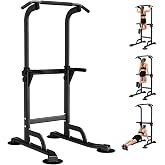 WATBKHE Foldable Power Tower Pull Up Dip Station, Pull Up Bar Free Standing | Adjustable Height, Multi-Function Home Gym, Triangular Design, Strength Training Fitness Equipment for Pull-Ups, Leg Raises
